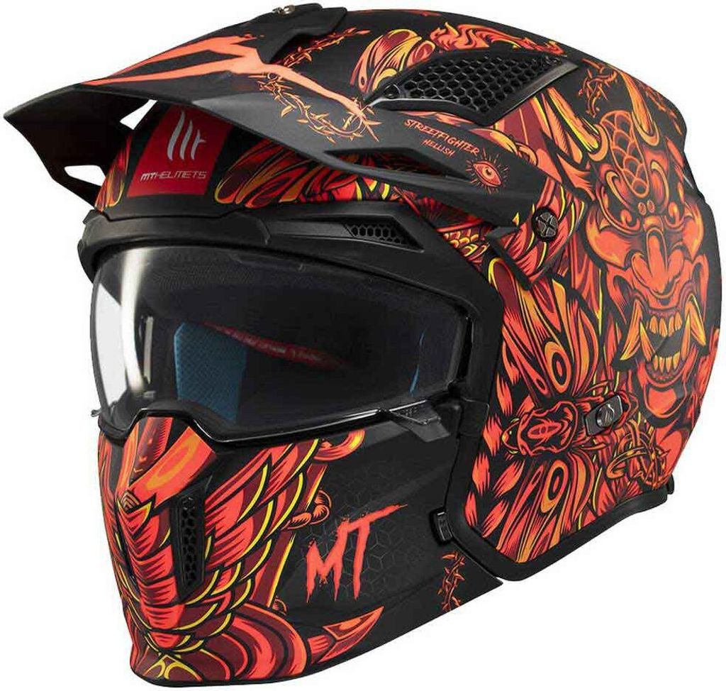 Mt Helmets Streetfighter Sv Hellish Modularhelm Orange,Schwarz 2XL Orange,Schwarz 2XL
