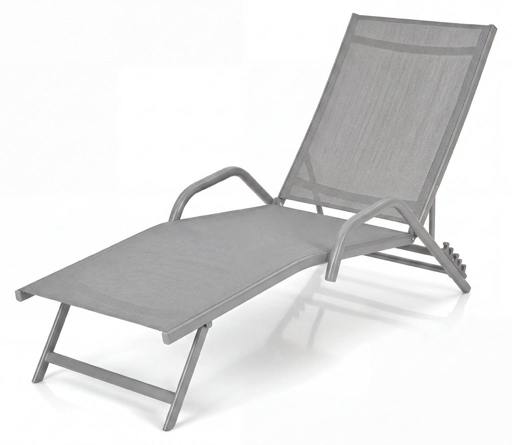 KOMFOTTEU 2er Set Outdoor-Liegestühle, 5-Position Verstellbare Liegen mit Atmungsaktivem Sitz und Rostfreiem Stahlrahmen, Outdoor-Lounges für Ter...