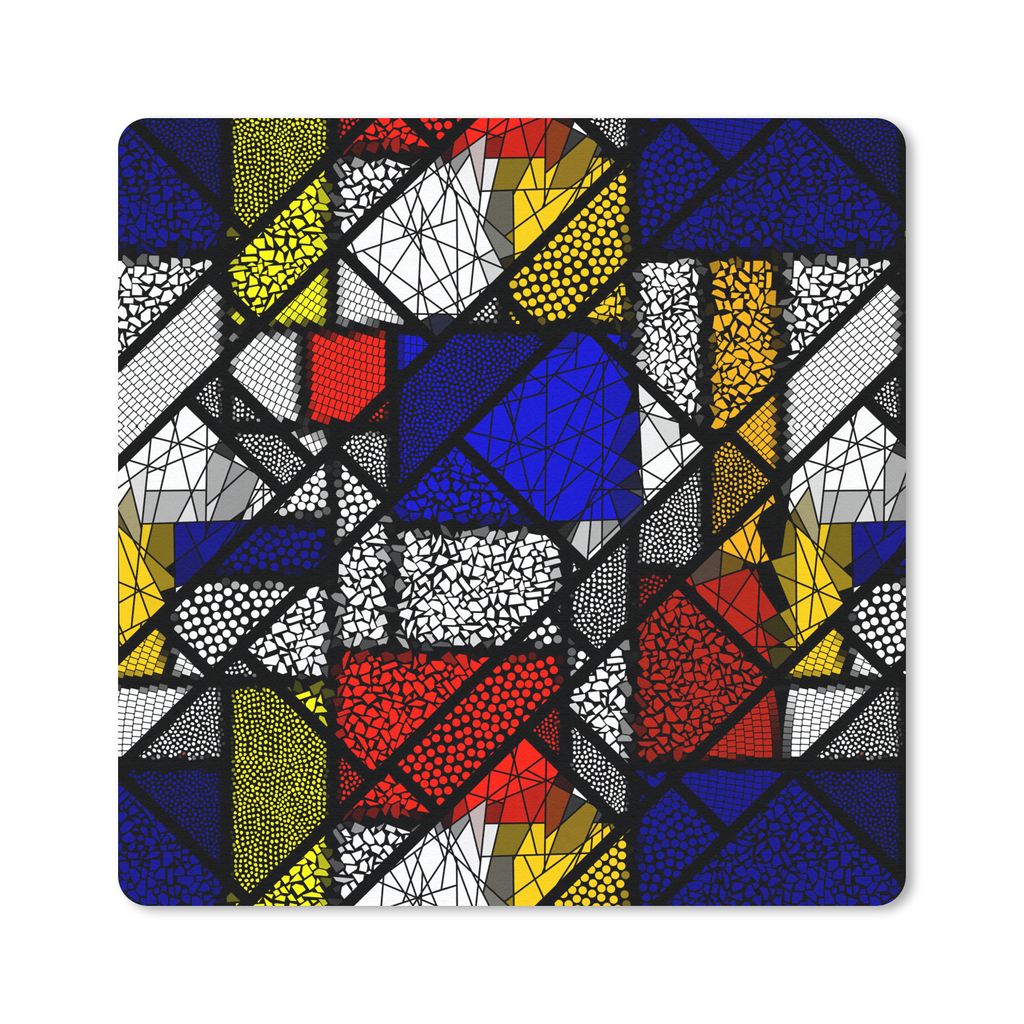 MuchoWow Mauspad Mousepad Mondrian - Glasmalerei - Alte Meister - Kunstwerk - Abstrakt - Malerei 20x20 cm - Mousepads - Maus Mat - Pad - Mausunte...