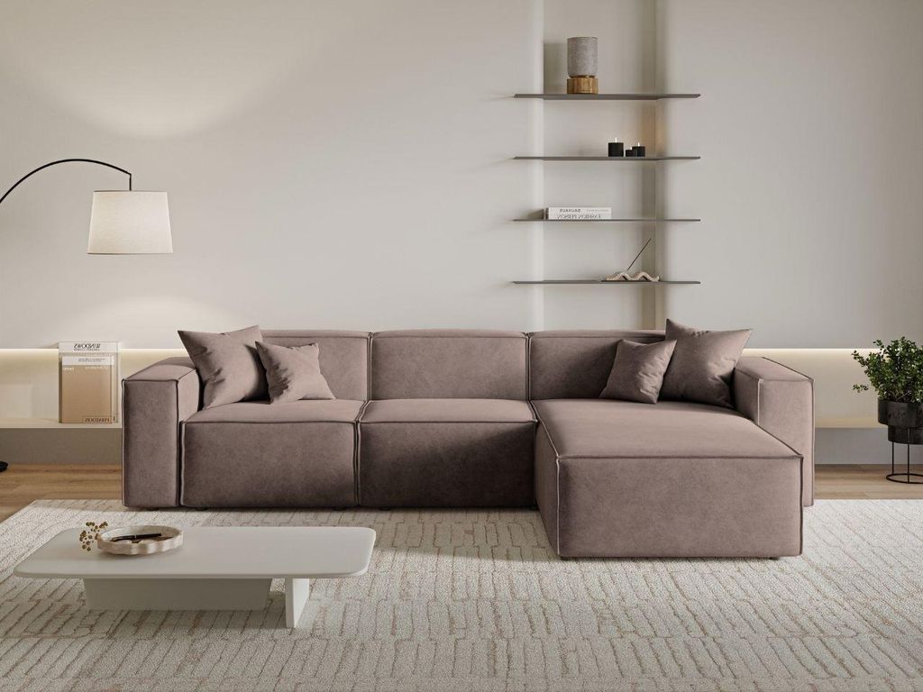 GrainGold Ecksofa L-Form Rechts Arizona - Moderne Ecksofa, Wohnzimmer Ecksofa - Eckcouch Braun (Whisper 5)
