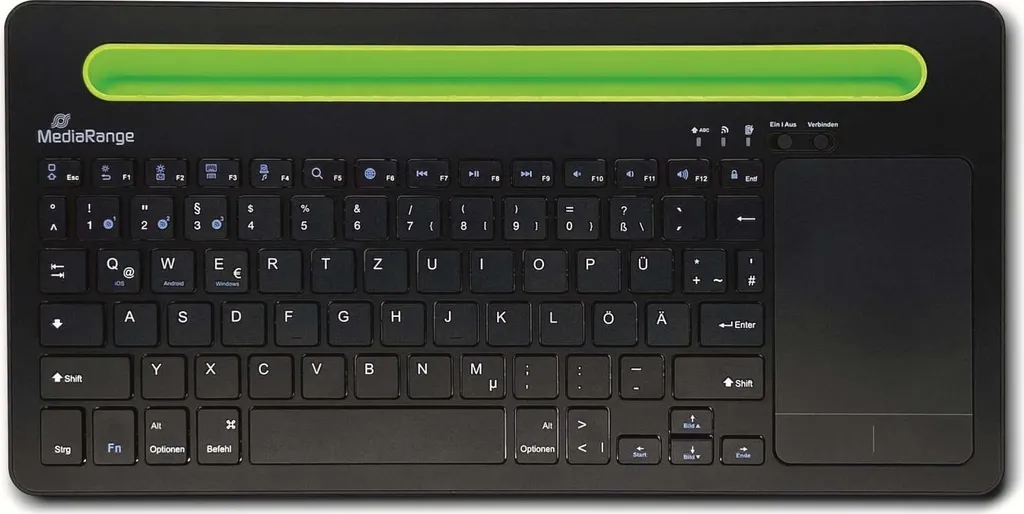 Clavier compact Bluetooth MediaRange MROS131 noir et vert pour salon