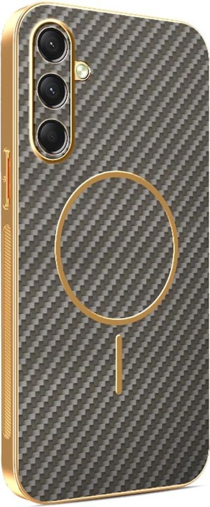 MagSafe Hülle für Samsung Galaxy A16 - Phonesta Luxury Carbon Fiber Back Cover - Braun