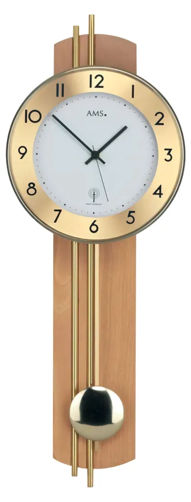 AMS Pendule radio 5266/18 : Horloge à balancier précise 22x62x8cm