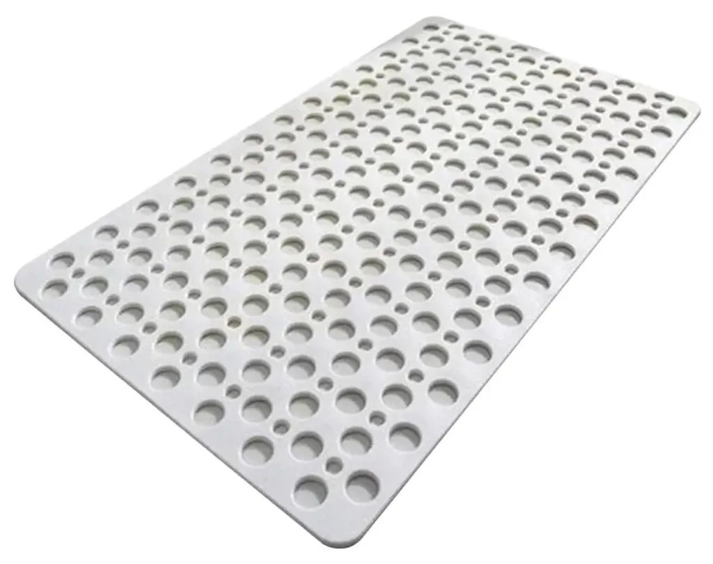 Tapis de bain antidérapant blanc 70 x 38 cm avec trous d'évacuation