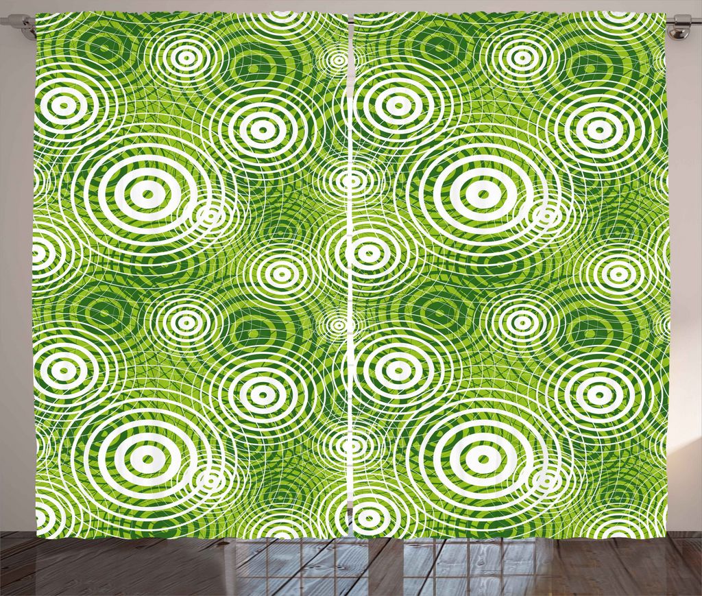 ABAKUHAUS Abstrakt Rustikaler Vorhang, Kreisförmige abgerundete Eco, Wohnzimmer Universalband Gardinen mit Schlaufen und Haken, 280 x 225 cm, Jäg...