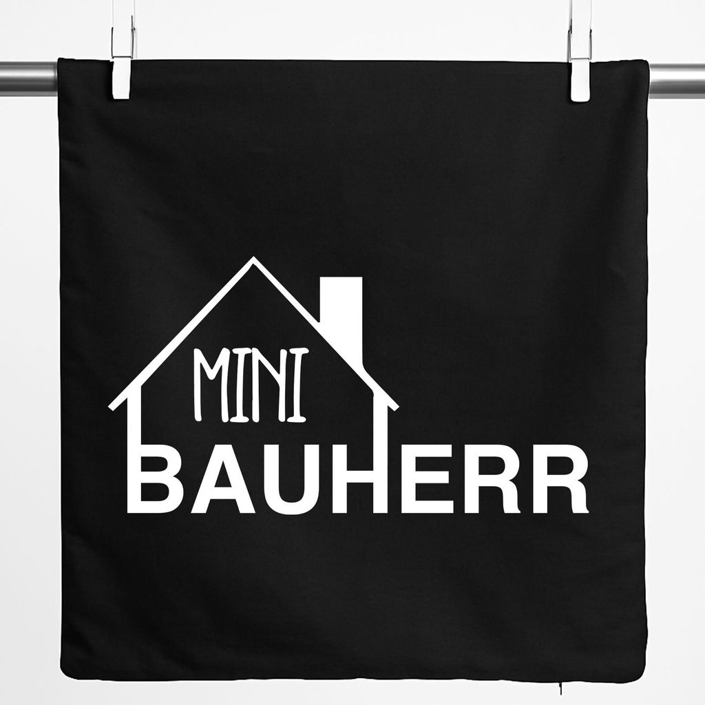 Huuraa Kissenbezug Mini Bauherr 40x40cm Black Baumwolle Dekokissenbezug Geschenkidee