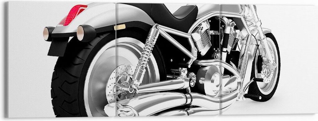 Bild auf Leinwand - Leinwandbild - Chopper Motorrad Chrom - 150x50cm - Wand Bild - Wanddeko - Leinwanddruck - Bilder - Kunstdruck - Wanddekoration ...
