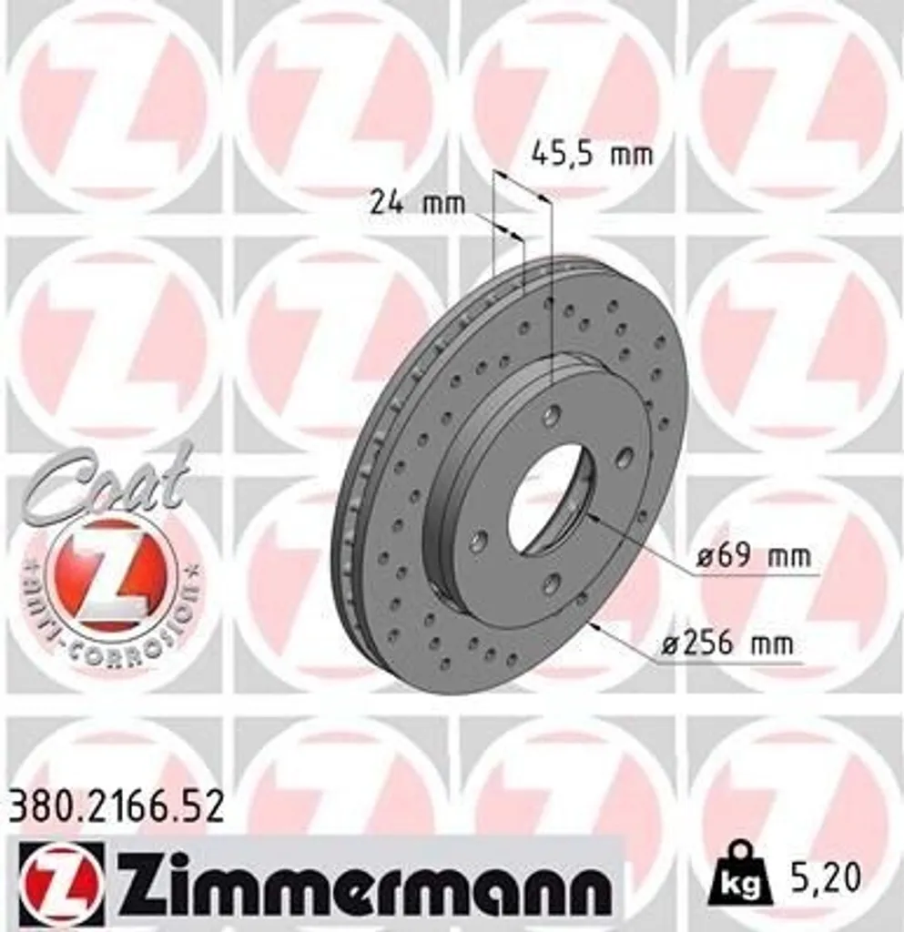 Disque de frein haute teneur en carbone Zimmermann 380.2166.52 robuste