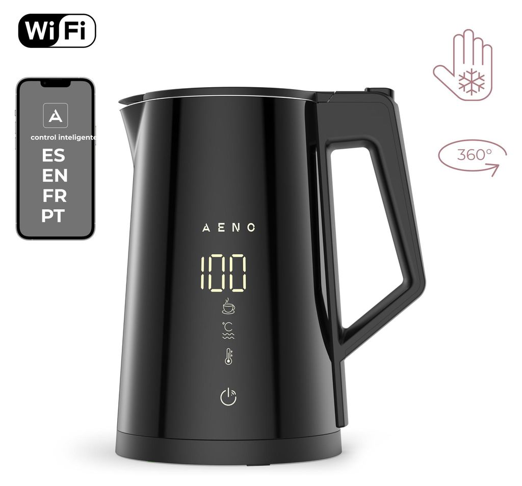 AENO EK7S, 1,7 l, 2200 W, Schwarz, Stahl, Regelbare Produktbild 