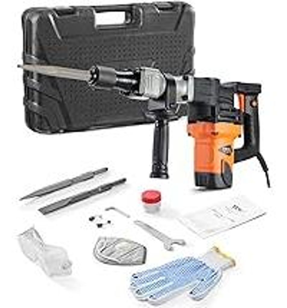 VEVOR Hochleistungs-Betonbrecher Abbruchhammer 1400 W, 19 J Schlagkraft Elektroabbruchhammer, Bohrhammer Betonhammer Stemmhammer 2900 BPM, inkl. Sp...