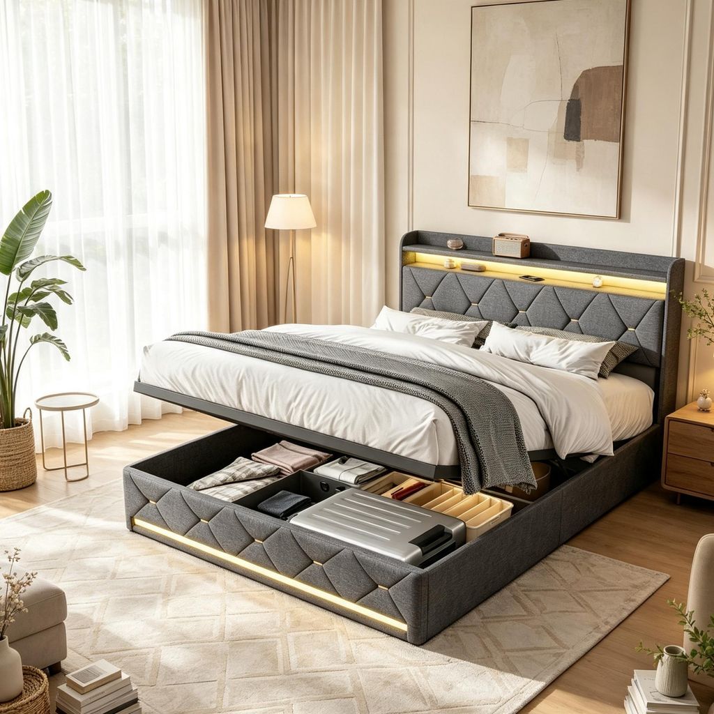 Letto imbottito INONEFT, 160 x 200 cm, letto matrimoniale, Immagine del prodotto 
