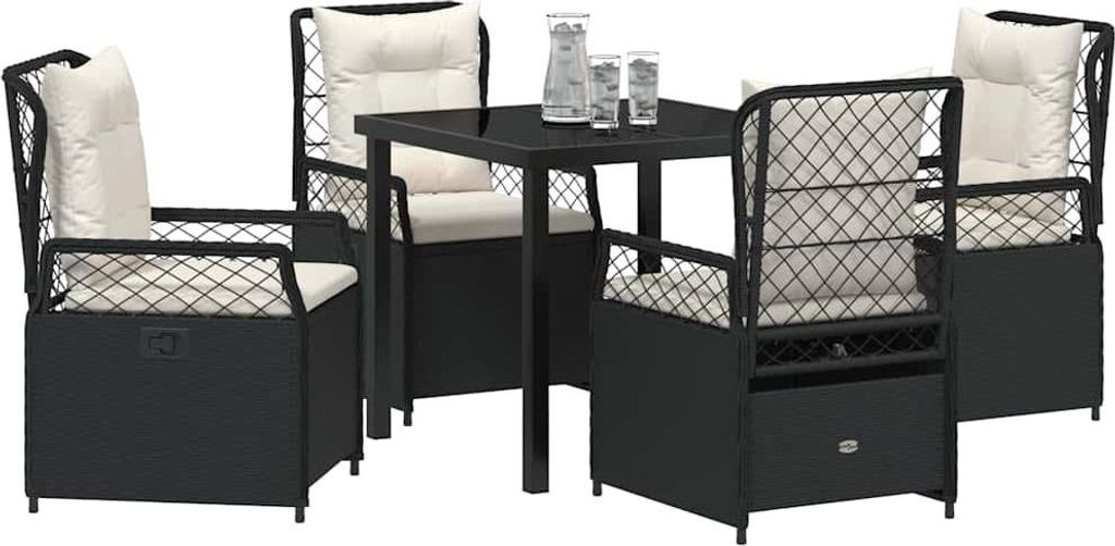 vidaXL Garten Essgruppe 5 pcs Schwarz Poly-Rattan