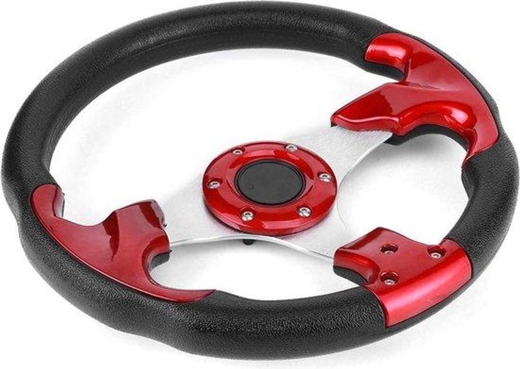 Rennlenkrad 320mm PVC mit roter Farbe - Universal angepasstes Lenkrad für Autos.
