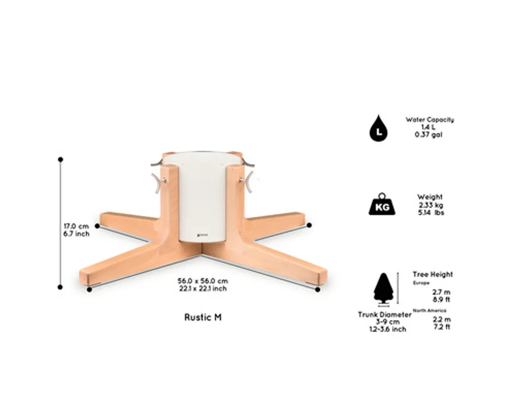Support de Sapin Mountfield Rustique avec Réservoir d'Eau - Fonte 35cm - 4
