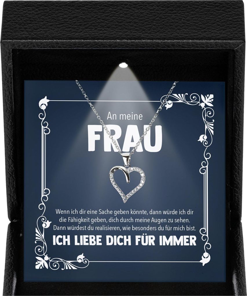 22Feels Ehefrau Geschenk Hochzeitstag Damen Schmuck - Silber 925/000 Herz Halskette - Frauen Schatz Valentinstag Geburtstag Weihnachten - Romantisc...