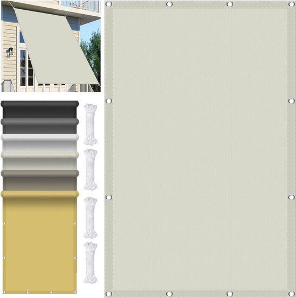 Wasserdicht Sonnenschirm - Terrasse Überdachung - Garten Sonne - 98% UV Blockierend - 1,6x1,6m - Elfenbein