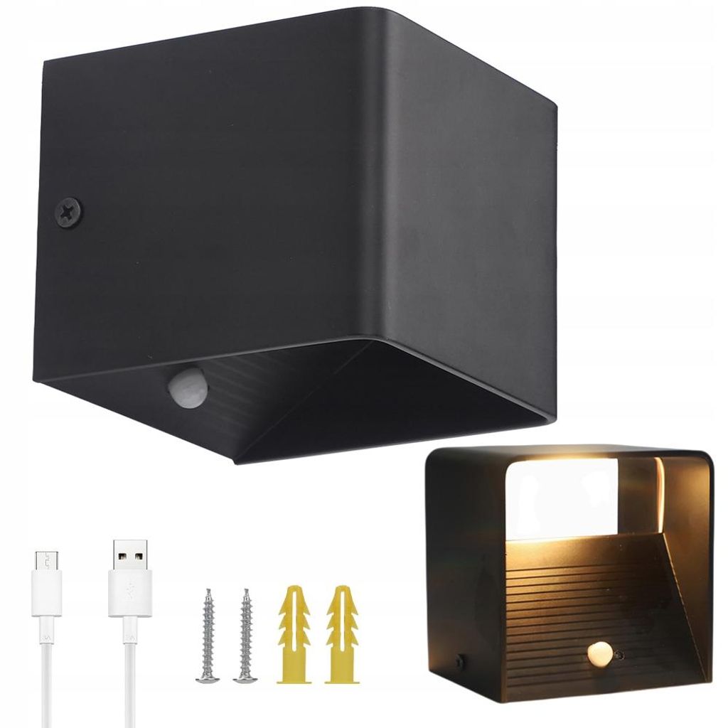 Akku Wandleuchte Mit Bewegungsmelder Innen 4000mAh Aufladbare Led Wandlampe Kabellose akku wandleuchte mit Schalter für Schlafzimmer Wohnzimmer Tr...