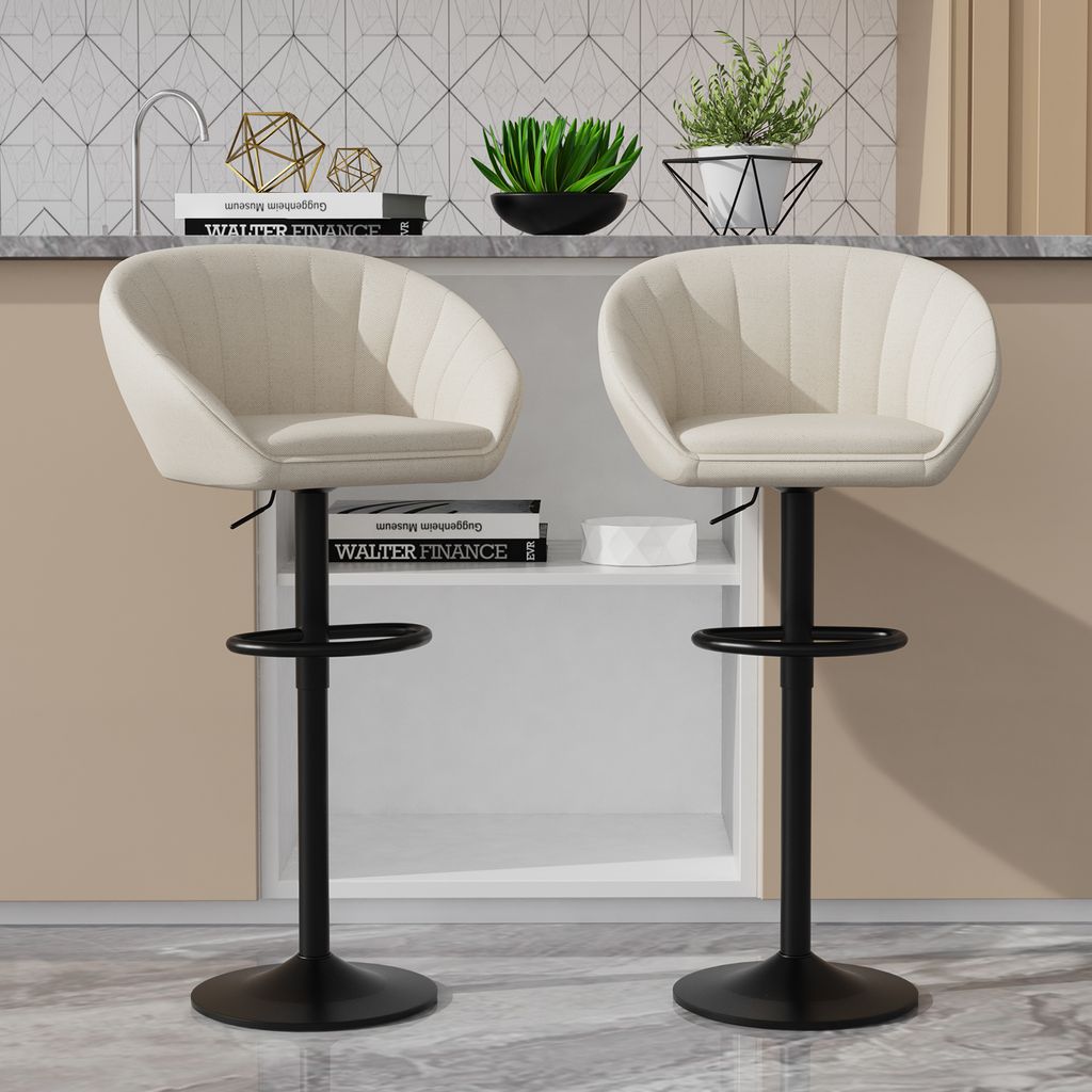 Barhocker 2er-Set Barstuhl aus Leinen Tresenstuhl Produktbild 
