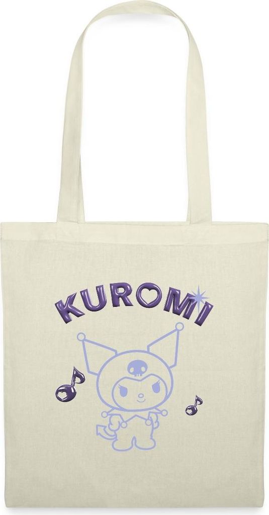 Spreadshirt Kuromi Outline Mit Chrome Schriftzug Stoffbeutel, One size, Natur