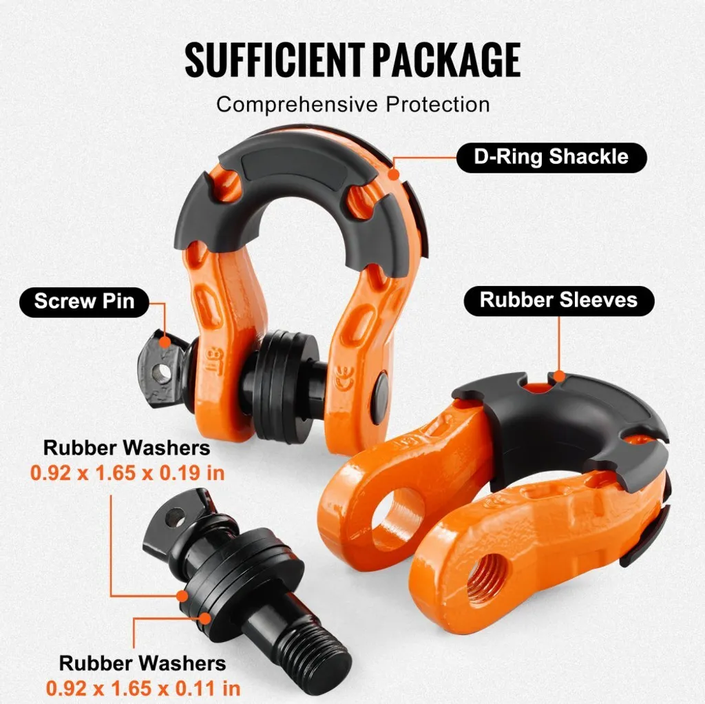 Pack de 2 Manilles D-Ring Renforcées - Rupture 66139 lbs - Qualité Pro - 5