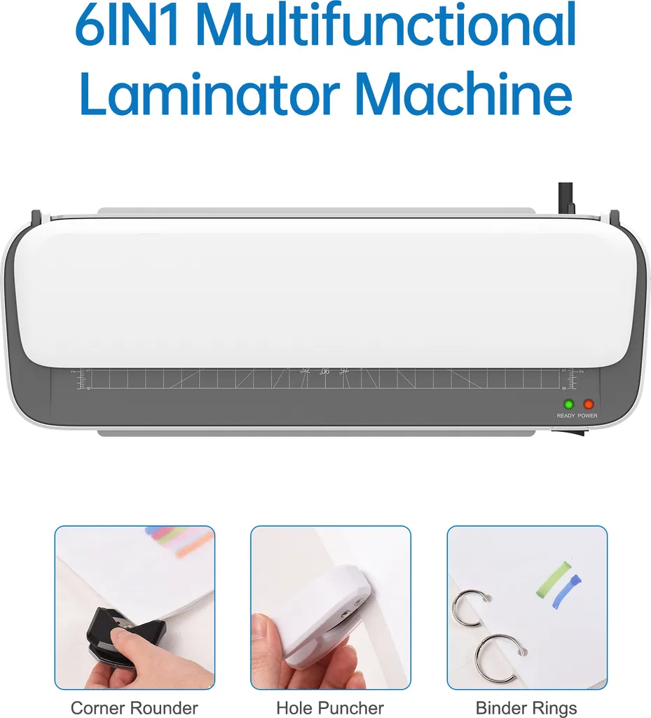 Plastifieuse de bureau 6en1 multifonctionnelle pour formats A4 à A6 - 6