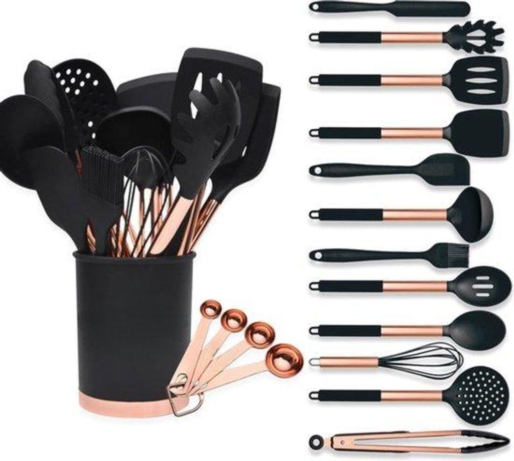 Hitzebeständiges Kochgeschirr Set - 17-Stück - Silikonartige Zubehörteile Für Einfaches Kochen