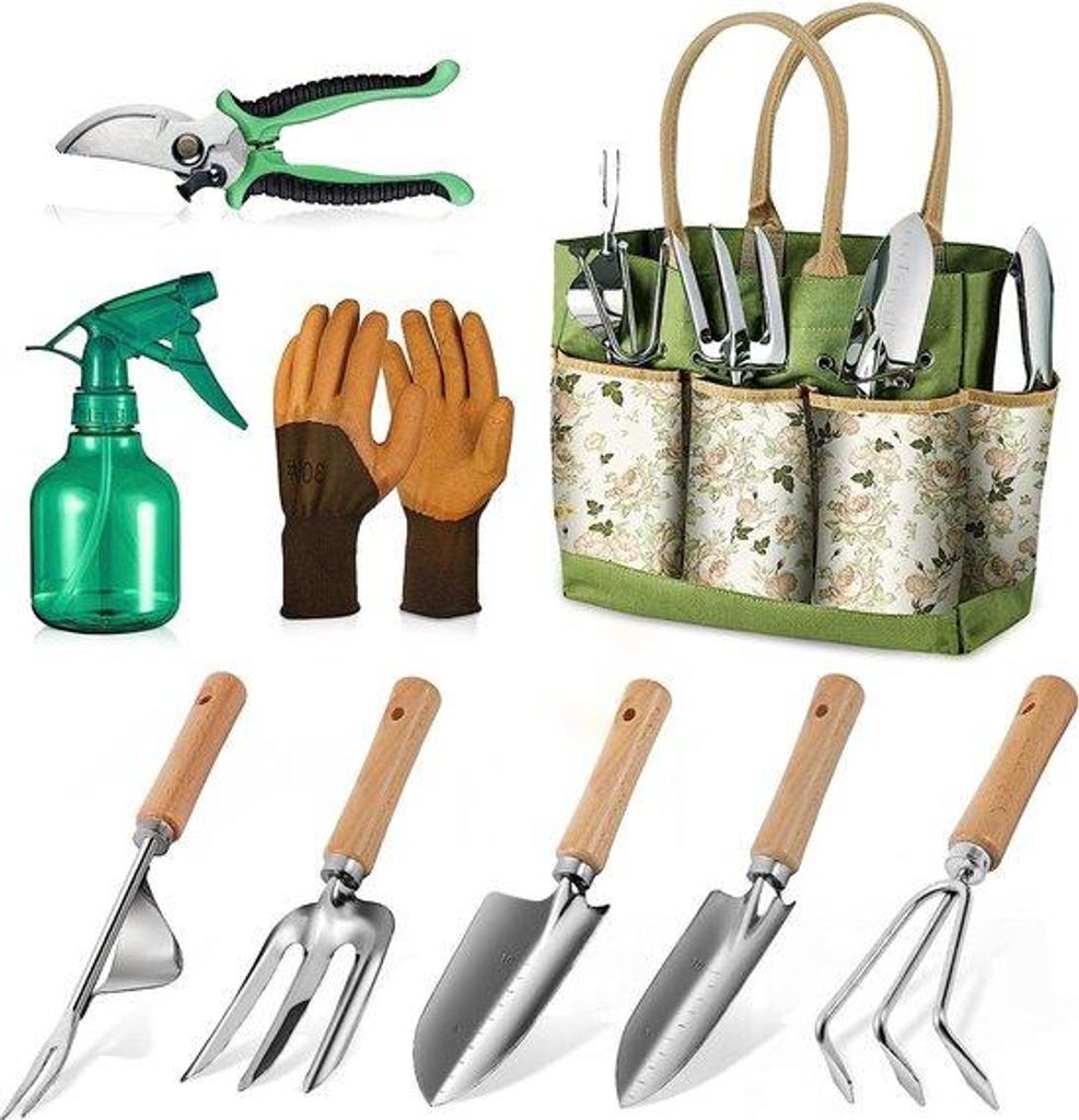 9-teiliges Gartenwerkzeugset Gartenwerkzeugset für Gartenarbeit (Grün)