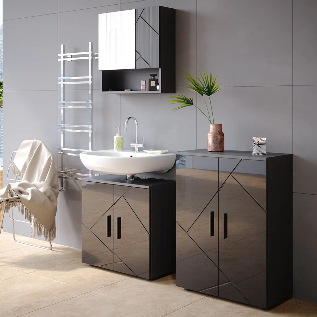 Meuble Vicco Irma Anthracite Haute brillance avec revêtement résistant