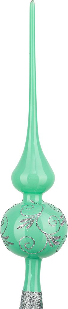 Weihnachtsbaumspitze | Groß 35cm in Hochglanz Modern Mint Silberne Ornamente