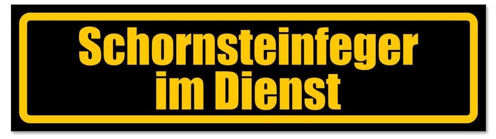 Kiwistar - Autoaufkleber - Gelb - Schwarz - 45 x 12 cm - Schornsteinfeger im Dienst - Hinweis Aufkleber Sticker für Auto, Kfz, Fahrrad, PKW, LKW