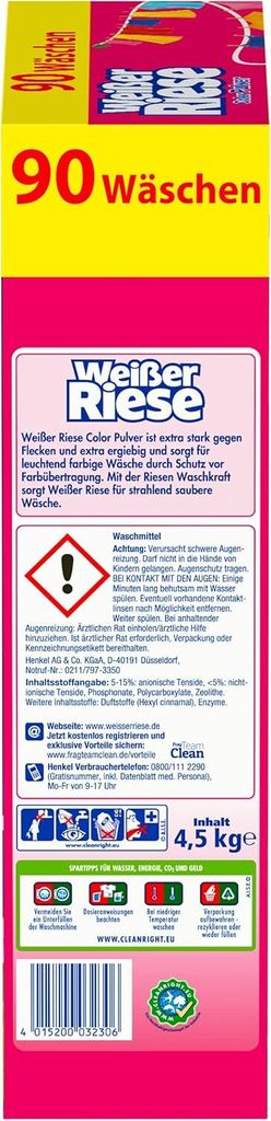 WEIßER RIESE Colorwaschmittel Color Pulver 90WL Produktbild 5