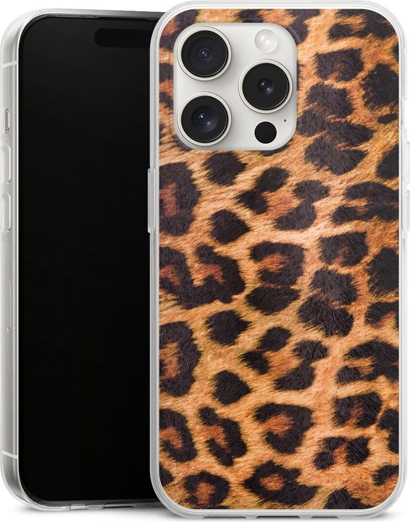 DeinDesign Handyhülle für Apple iPhone 15 Pro Silikon Hülle Case Smartphone Schutzhülle Animalprint Fell Leopard