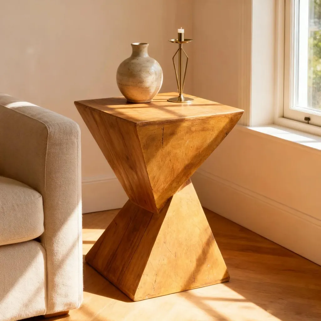 Tavolino Design Giallo Organico - Minimalismo Moderno 46cm Legno