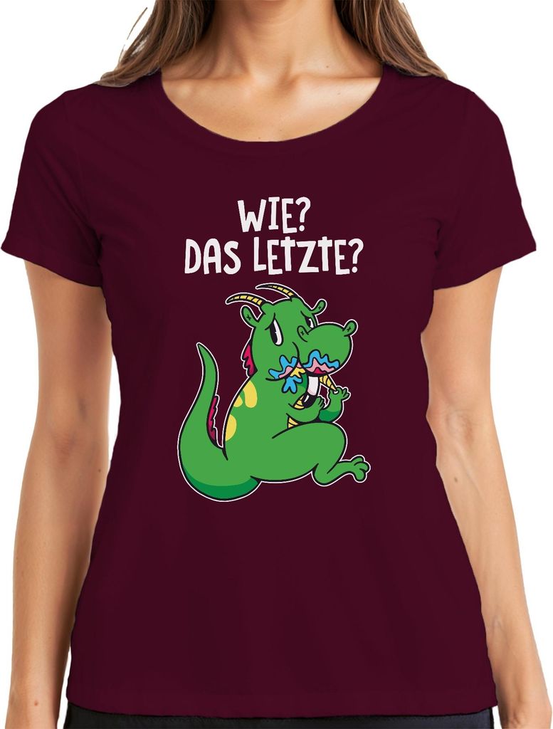 Wie Das Letzte lustiger Cartoon Drache Eis schlemmen Geschenk Damen T-Shirt, Burgundy, L
