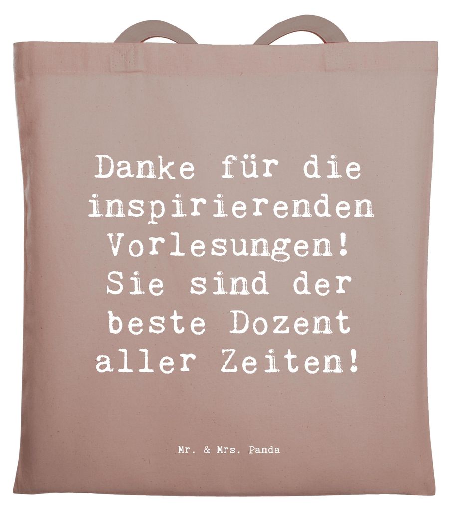 Mr. & Mrs. Panda Shopping Tasche Spruch Bester Dozent - Braun Pastell - Geschenk, tragbeutel, Dankeschön, Bedanken, Anerkennung, dokumententasche,...