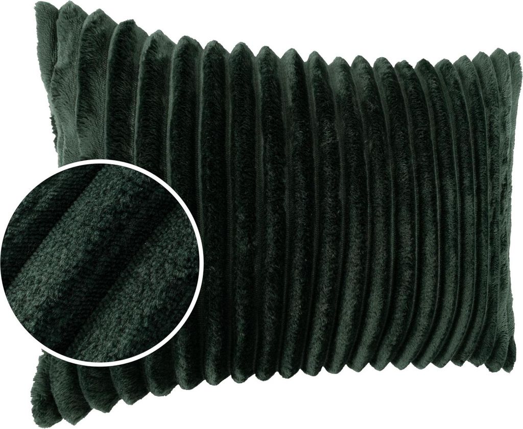 Dekokissen LILLI BIG CORD Velour mit Reißverschluss 30x50cm Einfarbig UNI Smaragd Sofakissen pflegeleicht