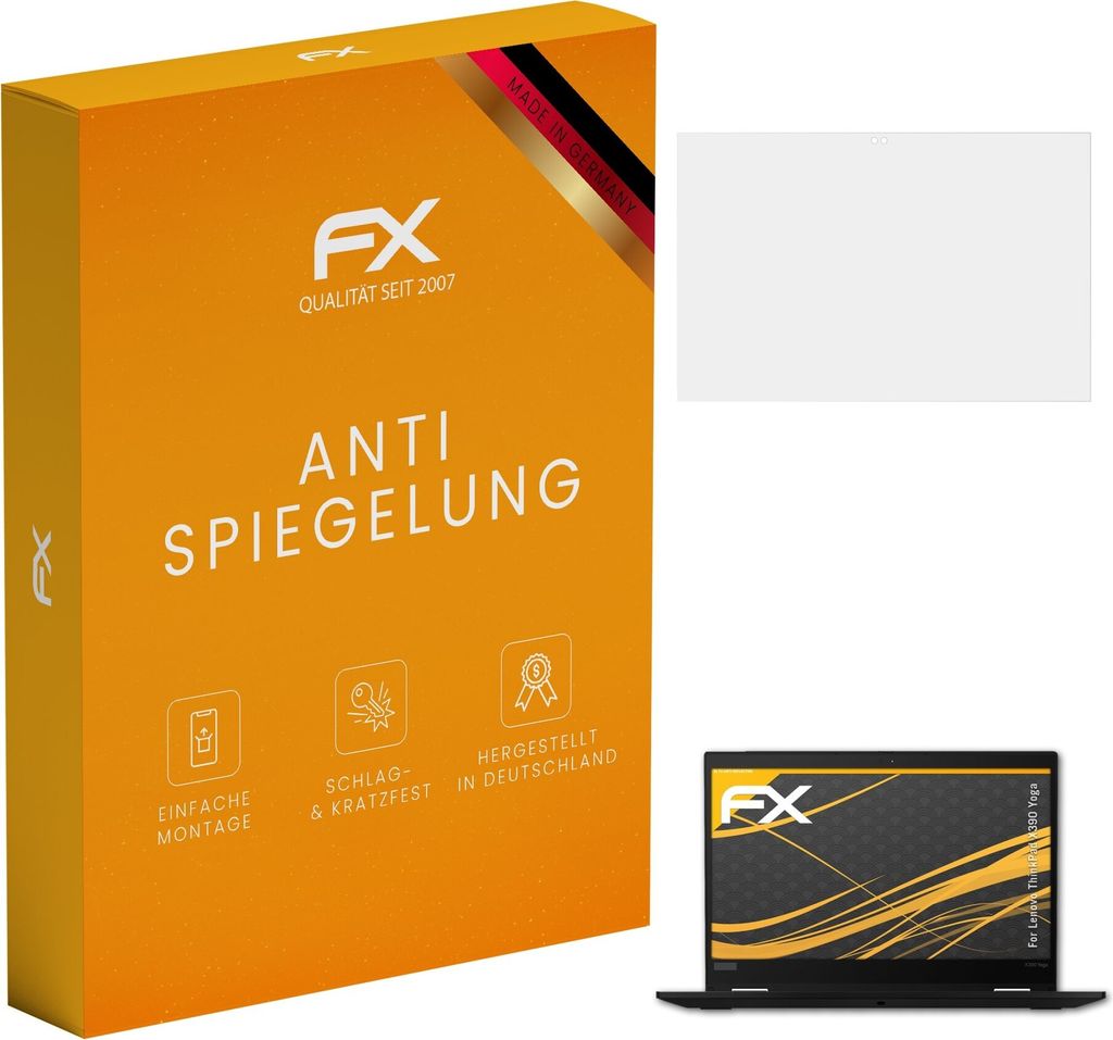 atFoliX FX-Antireflex 2x Schutzfolie kompatibel mit Lenovo ThinkPad X390 Yoga Displayfolie