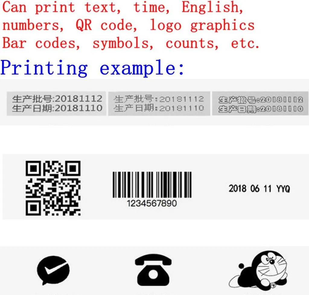 Marqueur industriel portatif jet d'encre pour codes QR et code-barres