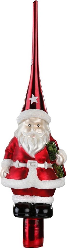 Christbaumspitze Santa Claus aus Glas 28cm Rot Weiß Produktbild 
