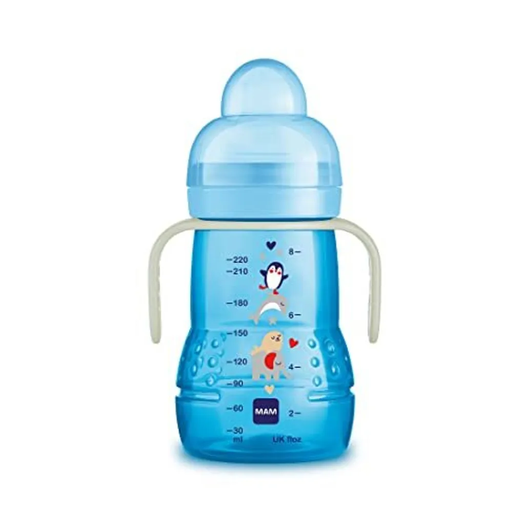 Tasse d'Apprentissage Anti-Fuite MAM 220 ml 4 Mois et Plus Bleu Pastel