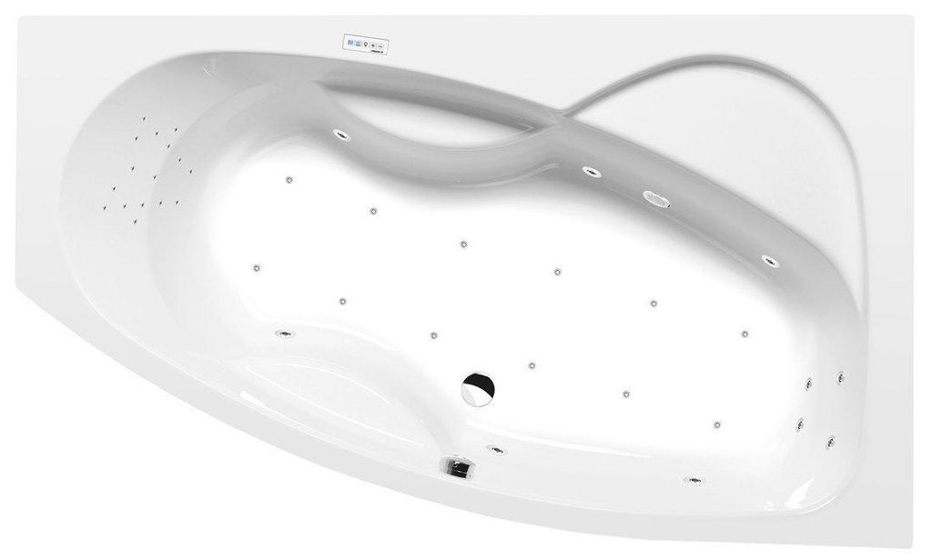 Polysan MAMBA R Whirlpool-Badewanne, 160x95x44cm, Highline Hydro-Air, Chrom