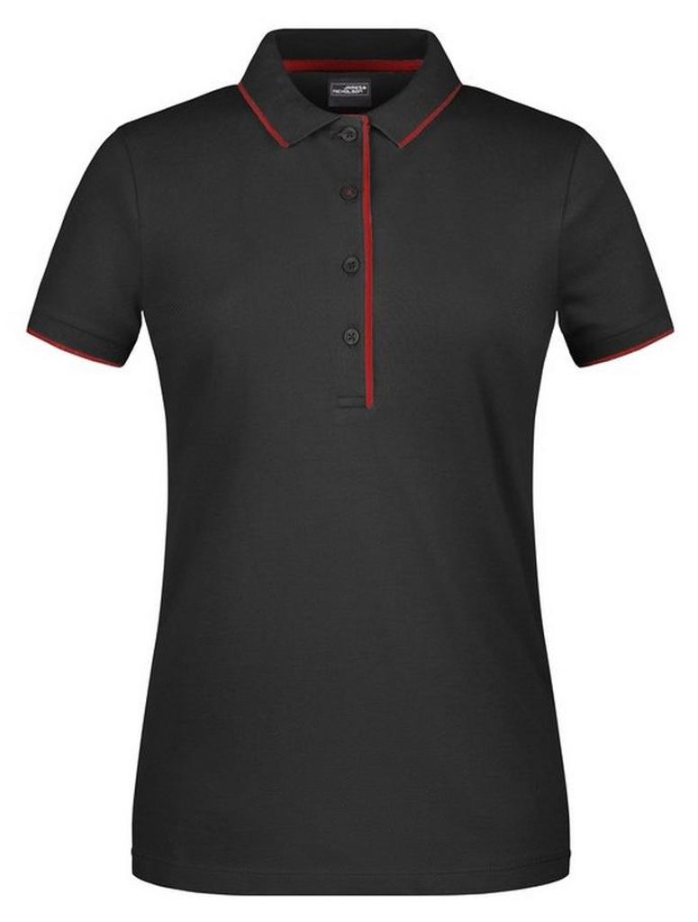 James and Nicholson - Poloshirt für Damen LT2630 (M) (Schwarz/Rot)