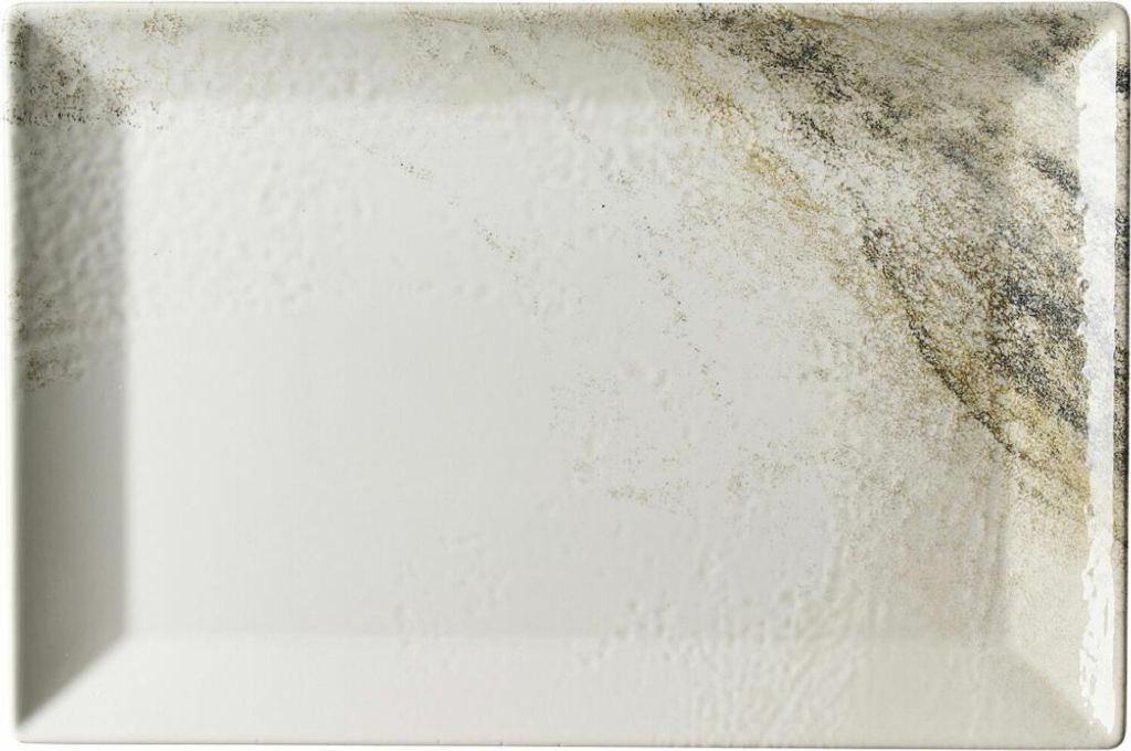 Plateau de service - Blanc - Marron - 30 x 20 cm - grès Image du produit 
