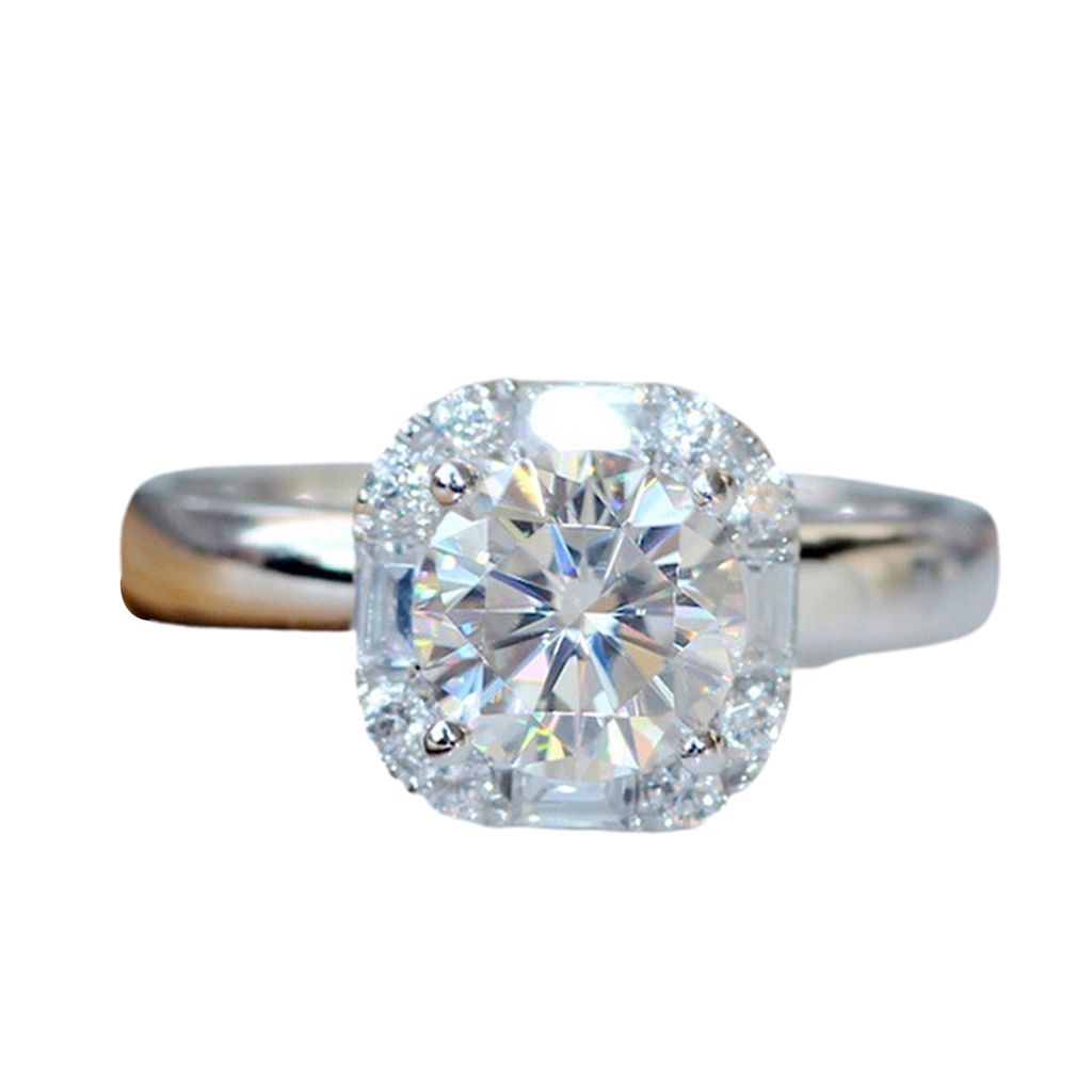 Frauen Ring Runde Geometrie Galvanisierung Glatte Anti-verblassen Dekoration Geschenk Glänzenden Strass Verlobung Ehering für Dating-Silber,US 6