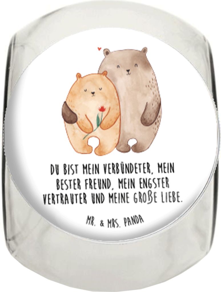 Mr. & Mrs. Panda Frischhaltedose Bären Liebe L 870ml - Weiß - Geschenk, Freundin, aufbewahrungsglas, Kuscheln, Verknallt, Umarmen, Hocheitstag, T...