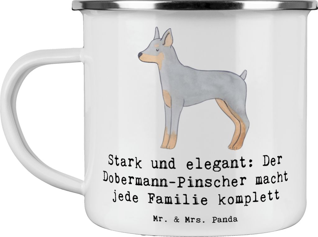 Mr. & Mrs. Panda Teetasse Dobermann Pinscher - Weiß - Geschenk, Hunderassen, Hunderasse, kraftvoller Hund, Hundetraining, Emaille Becher, treue Be...