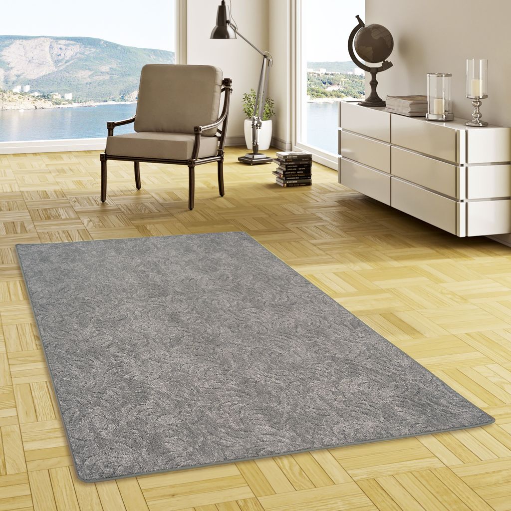 Konturenschnitt Hochflor Langflor Teppich Frieda Grau, Größe:133x133 cm
