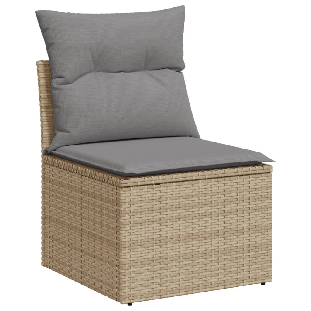 Divano da Giardino Beige in Poly Rattan | Seduta senza Braccioli Componibile