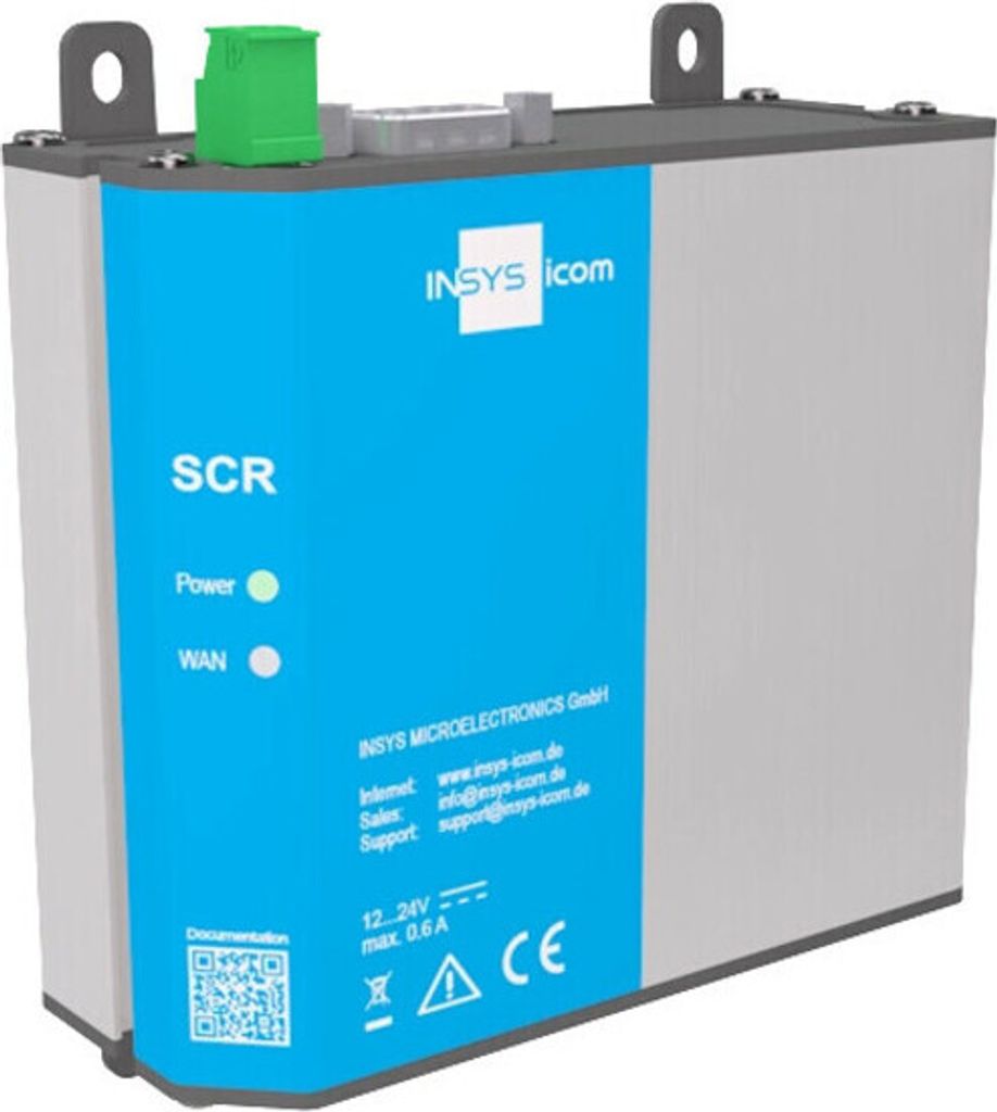 INSYS icom SCR SCR-E200 Router - 2 Anschlüsse - Management-Port - Fast Ethernet - Wandmontierbar, DIN Rail