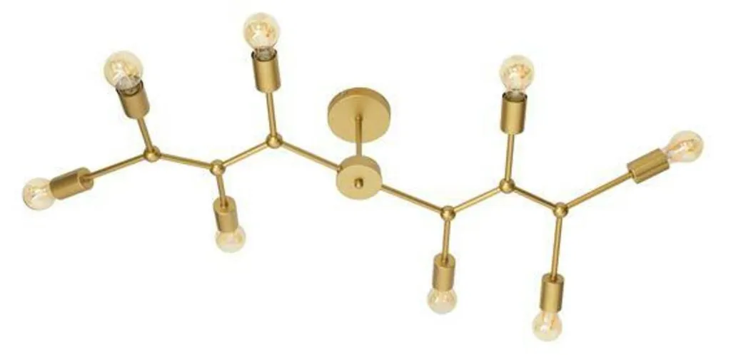 Luminaire de plafond 8 branches Calisto laiton pour salon et séjour